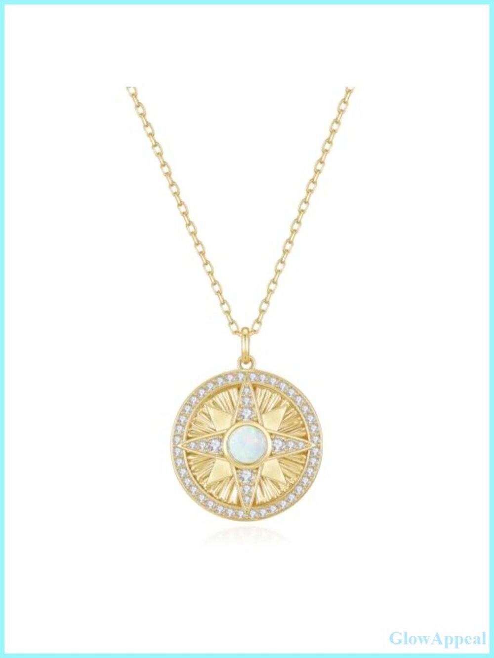 14K Gold Plated 925 Sterling Silver Opal Star Pendant Necklace 16+2"